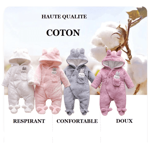 Combinaison-en-coton-à-capuche-bébé