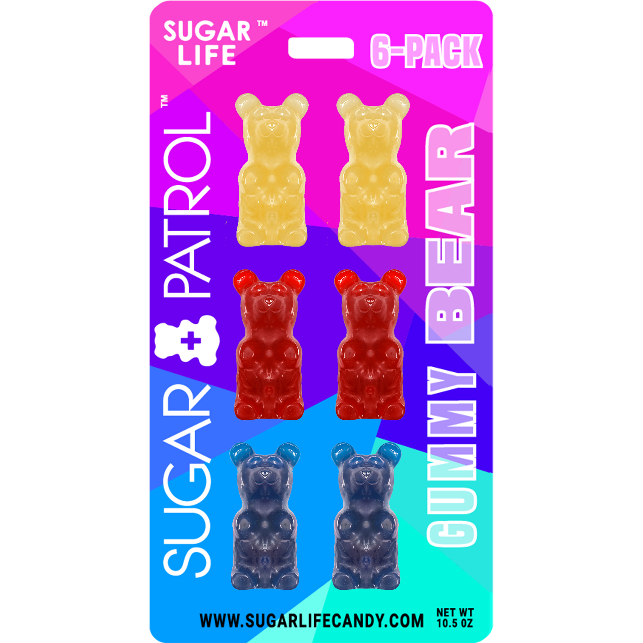 6 Pack Of Giant Gummy Bears Sugar Life Candy 0098