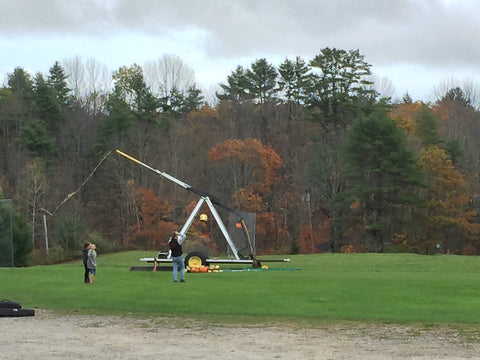 Dayton Destroyers flinging pumpkins at Skyline Farm Museum