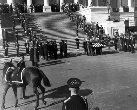 Black Jack in front of the church during JFK's funeral procession