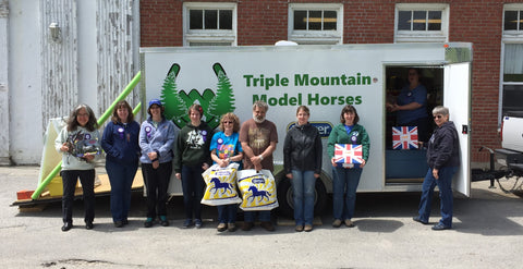 Meanwhile, in front of the building, our mobile store was busy and models were finding new homes.  Here's a good portion of the show group that we wrangled into posing for us during lunch break:  The Maine Event show with Triple Mountain