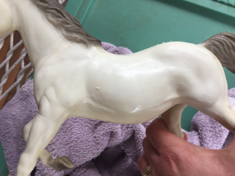 Breyer model horse restoration with bleach - step three