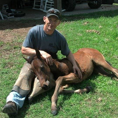 Justin Nelzen with foal