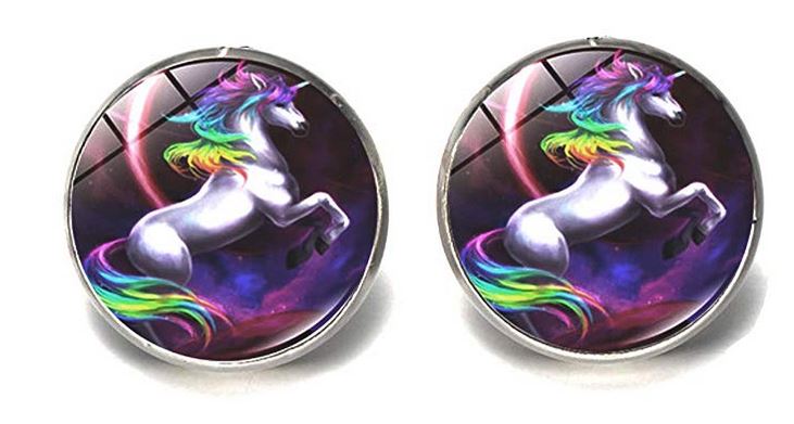 Rainbow Unicorn Post Earrings - Jewelry for Horse & Unicorn Lovers - Triple Mountain Model Horses