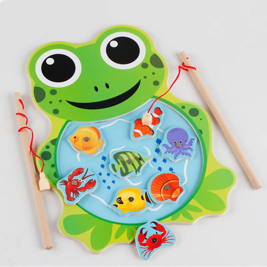 Kids Montessori Toy Wooden Magnetic Fishing Game Fine Motor Skill Counting  Catch ABC Alphabet Fish Cognitive