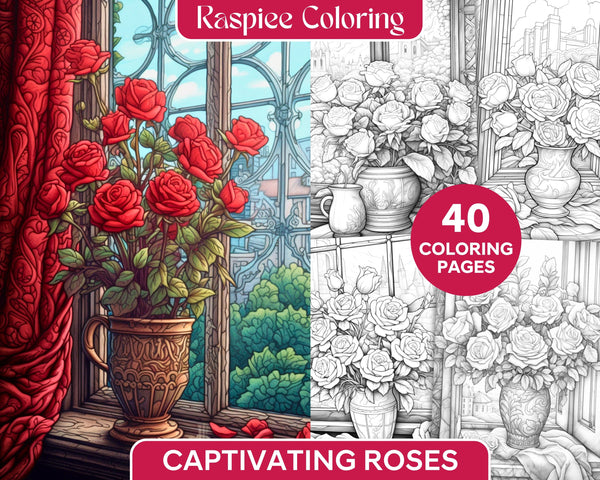 Captivating Roses Coloring Pages