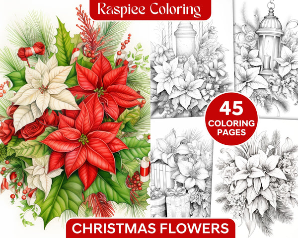 Christmas Flowers Coloring Pages