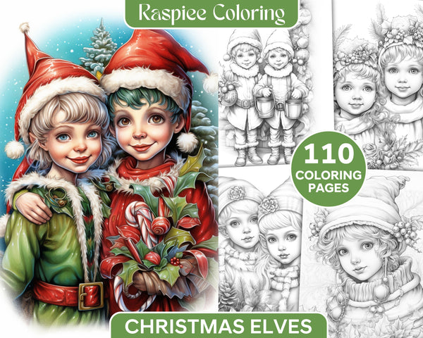 Christmas Elves Coloring Pages