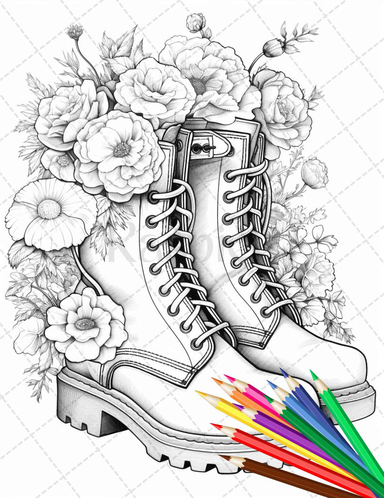 Flower Boots Coloring Pages