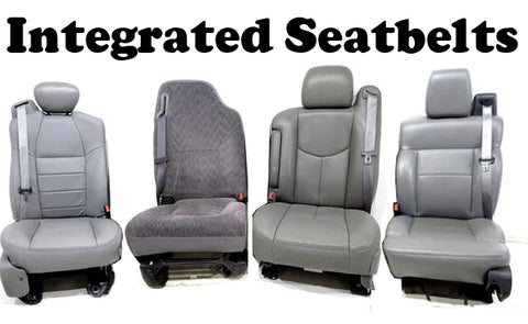 Different models of seats with integrated seatbelts
