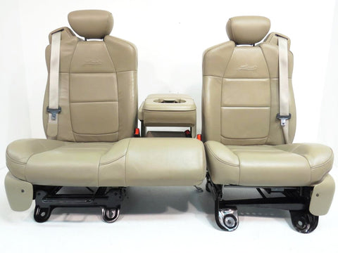 Ford F150 F 150 Tan Leather Lariat Seats 6040 With Integrated Seat Belt 1997 1998 1999 2000 2001 2002 2003