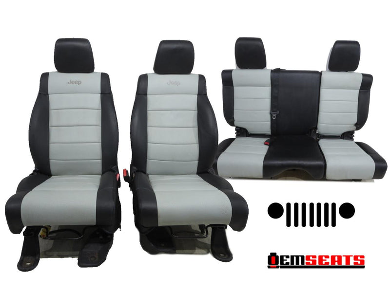 Jeep Wrangler Jk 4dr Black Grey Leather Seats front & rears 2008 - 2014  2015 2016 2017 2018 | Stock # 7282i