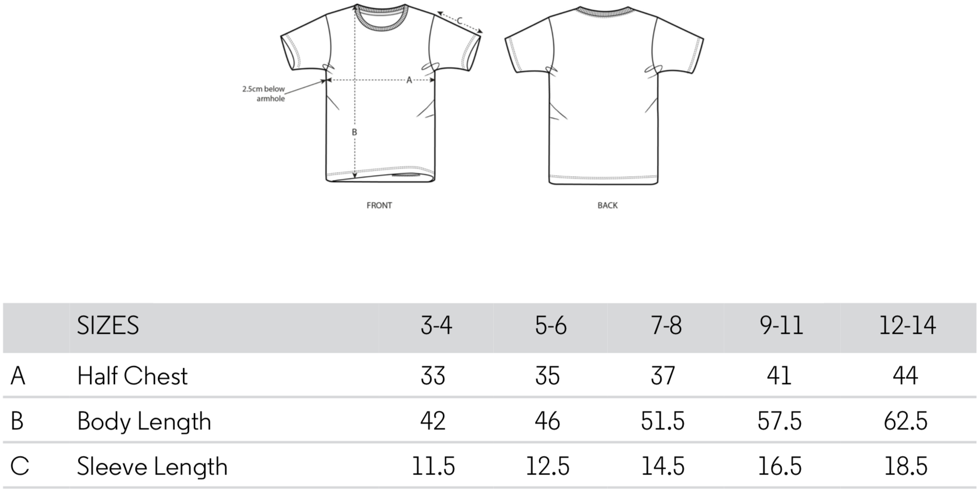 Kid T-Shirt size