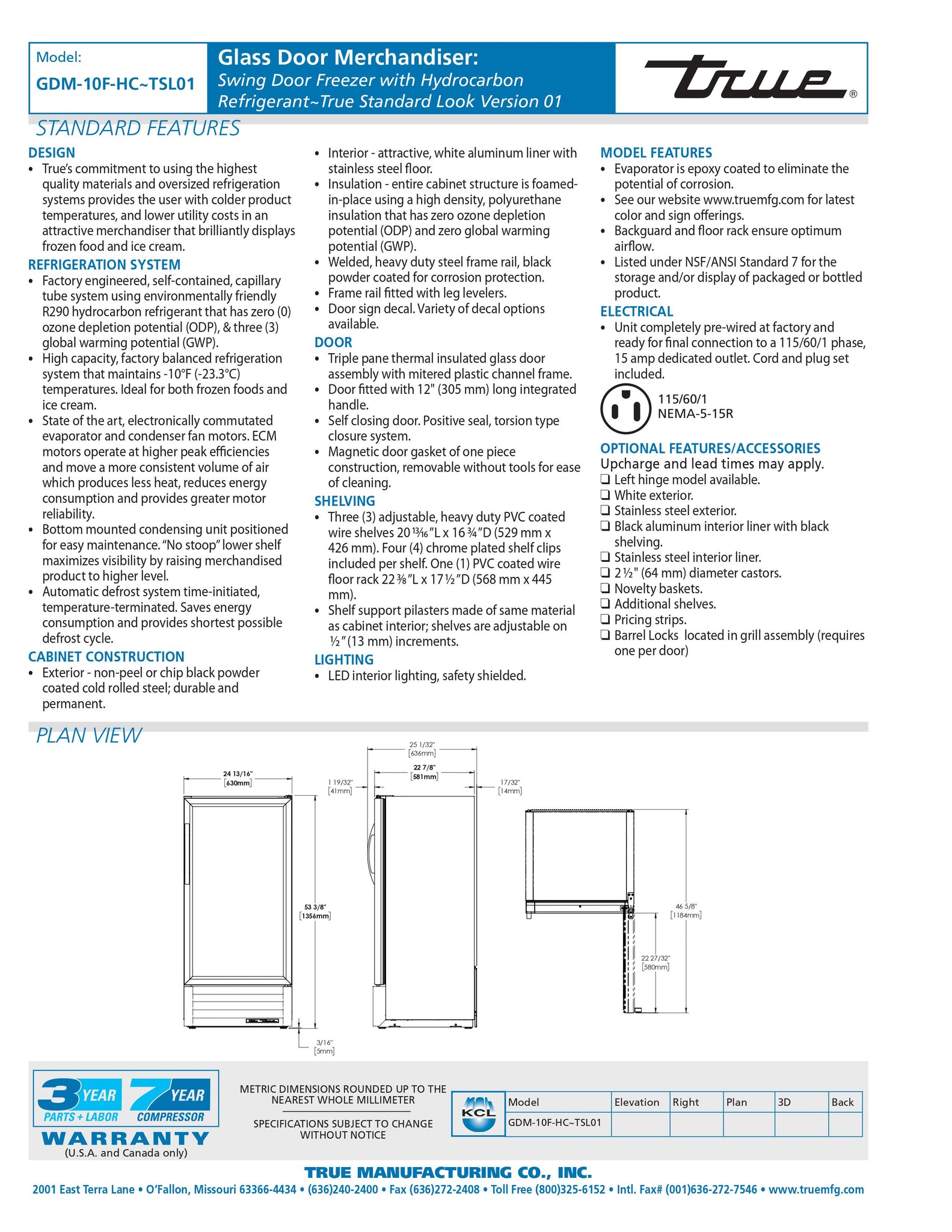 True GDM-10F-HC~TSL01 25" One Section Glass Door Merchandiser Freezer