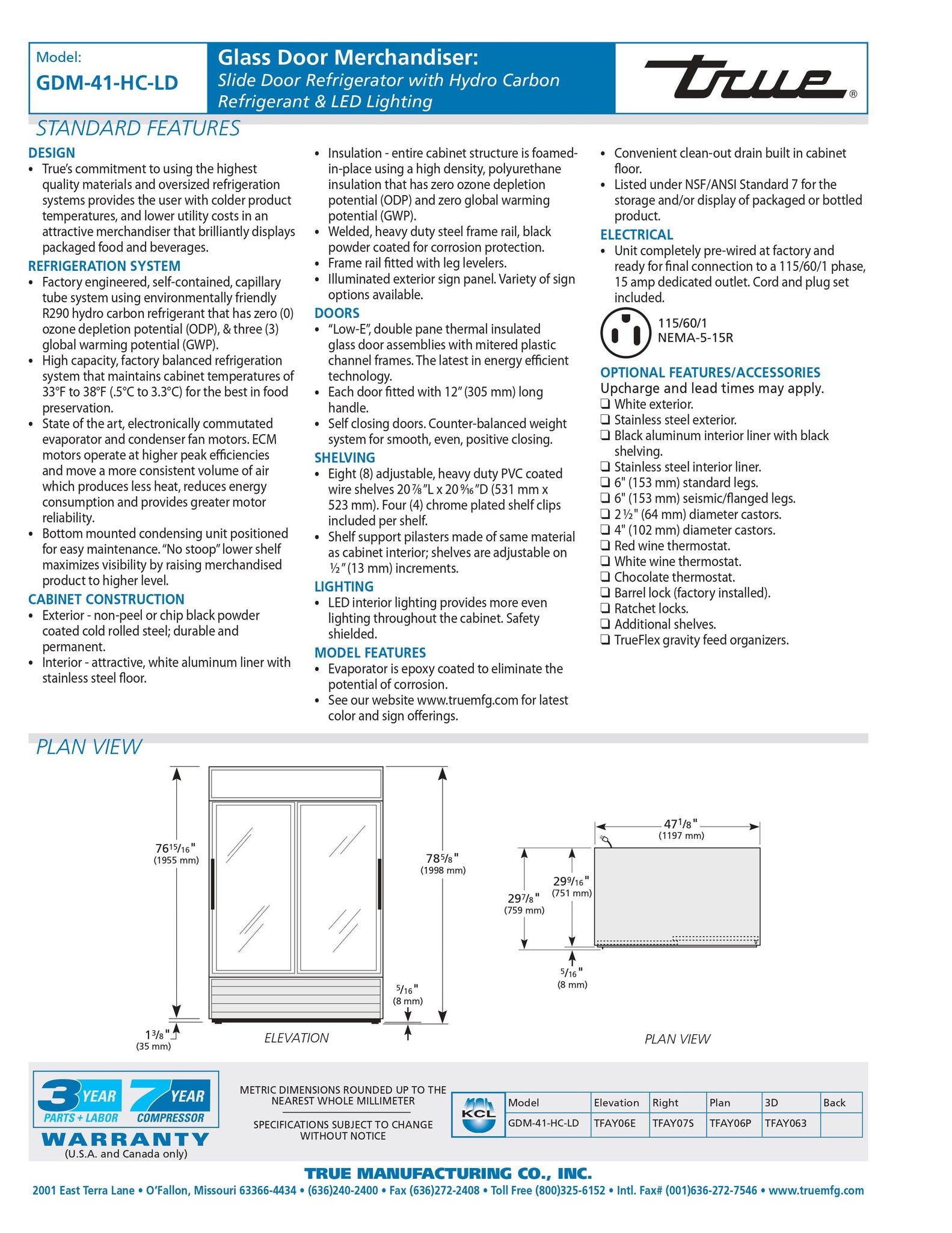 True GDM-41-HC-LD 48" Two Section Glass Door Merchandiser Refrigerator