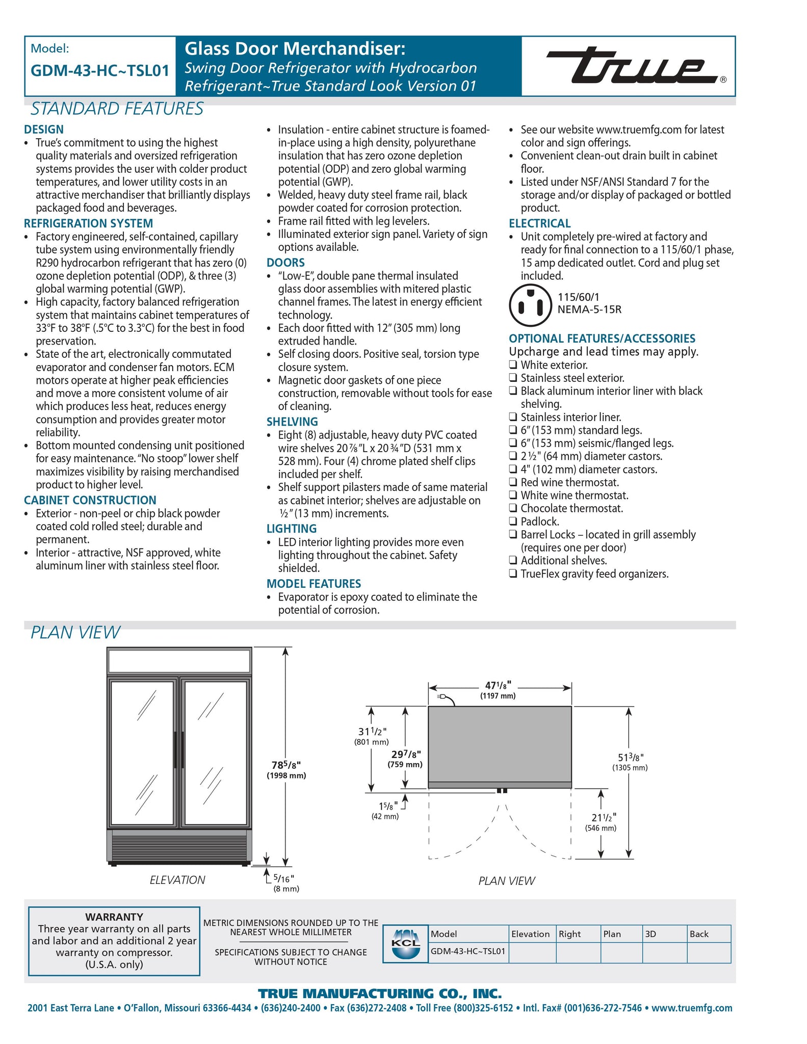 True GDM-43-HC~TSL01 48" Two Section Glass Door Merchandiser Refrigerator
