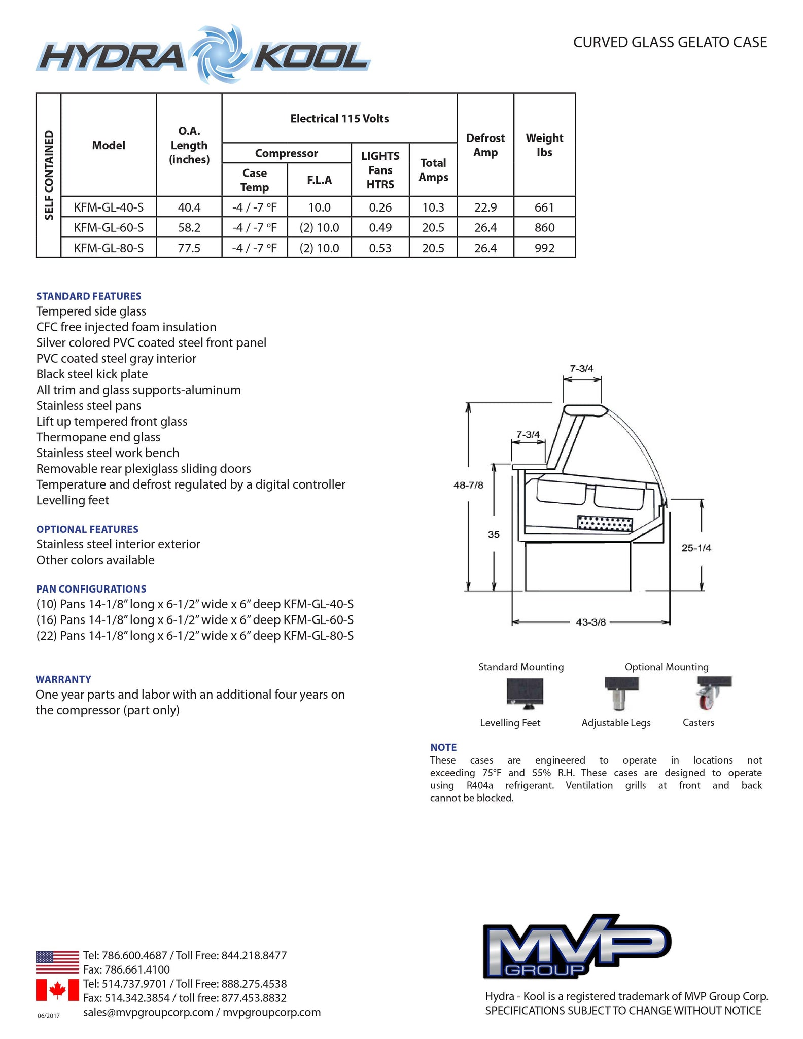 Hydra-Kool KFM-GL-80-S 78" 22 Tray Gelato Freezer