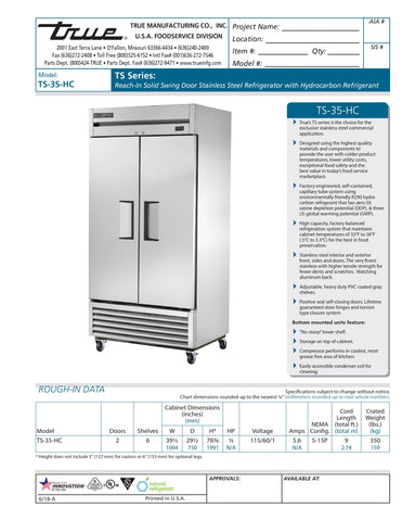 True TS-35-HC 40" Two Section Solid Door Reach-In Refrigerator