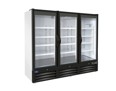 Valpro Three Section Full Glass Door Double Volt Merchandiser Freezer