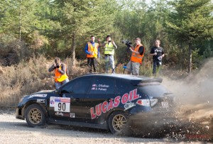 Lucas Oil Subaru Sprays Gravel at Olympus Rally