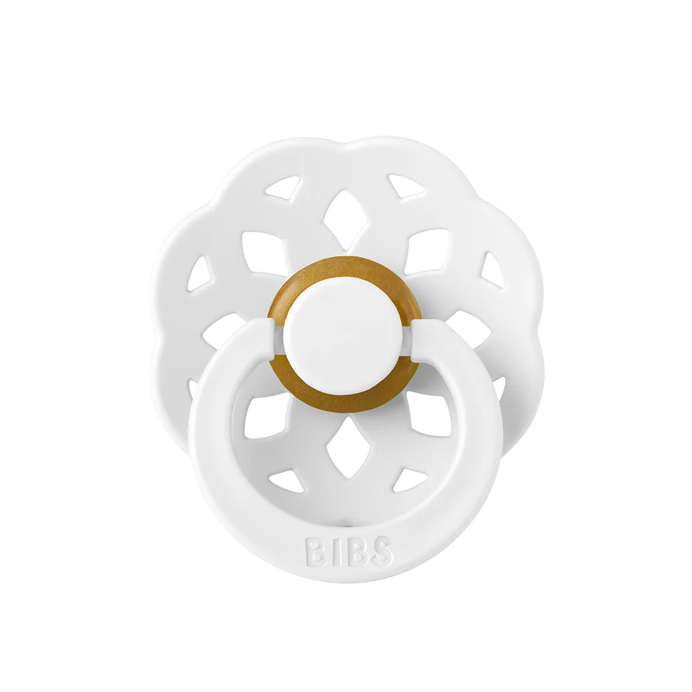 BIBS boheme pacifier // round natural rubber latex nipple // white