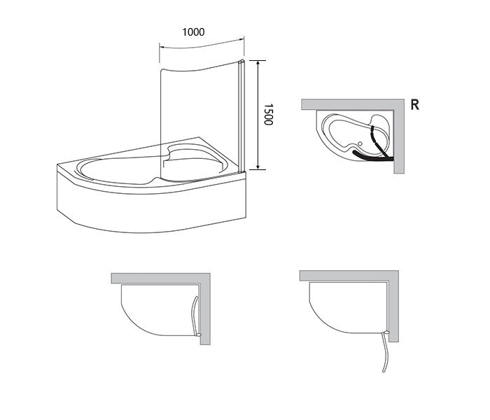 Шторка для ванни RAVAK ROSA 7QRS0100Y1