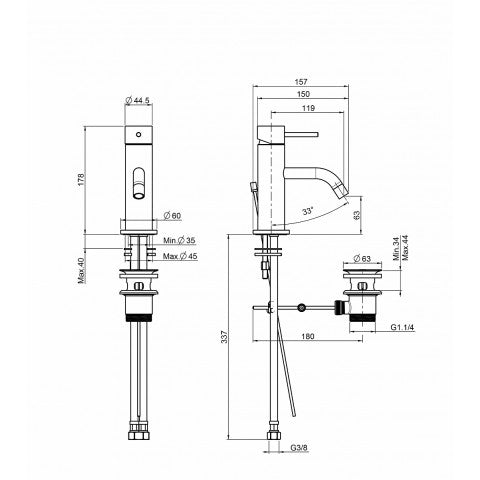 Змішувач для умивальника FIMA Spillo up F3031XSCR