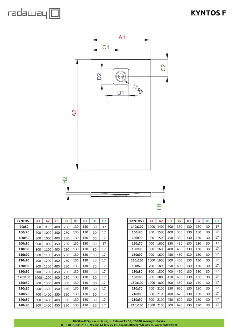 Душовий піддон RADAWAY Kyntos HKF12090-04