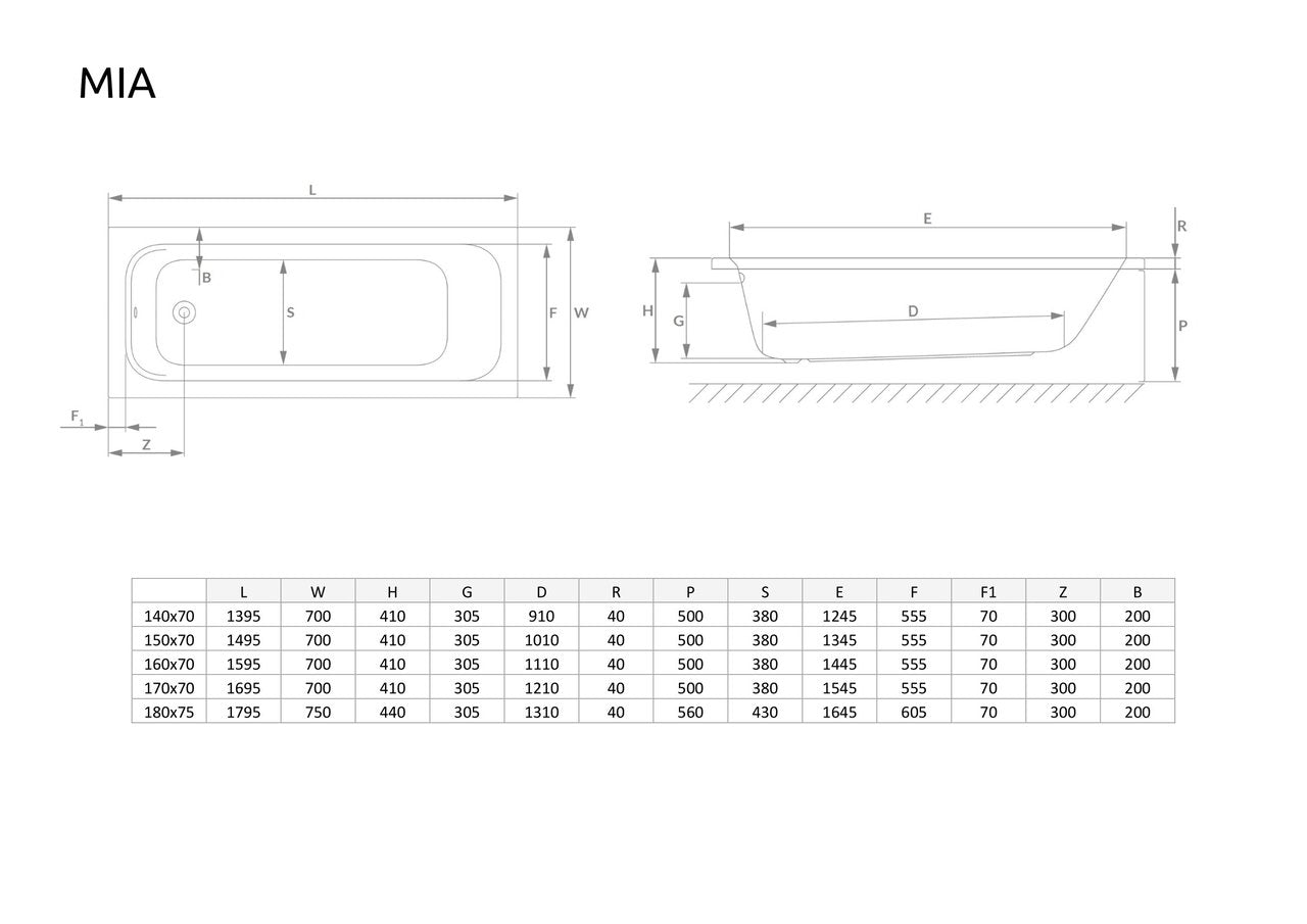 Ванна RADAWAY MIA WA1-50-150x070