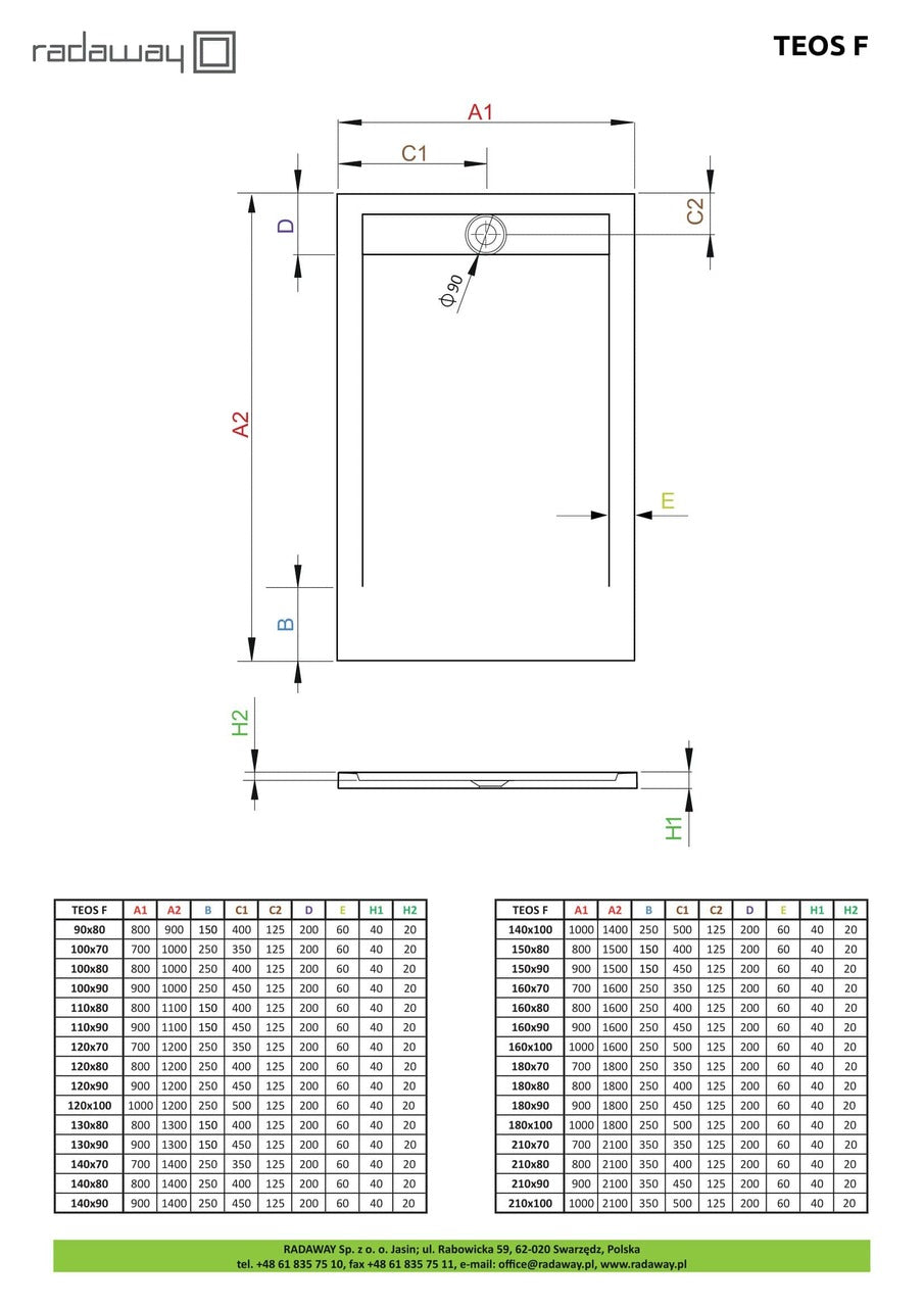 Душовий піддон RADAWAY Teos HTF160100-04