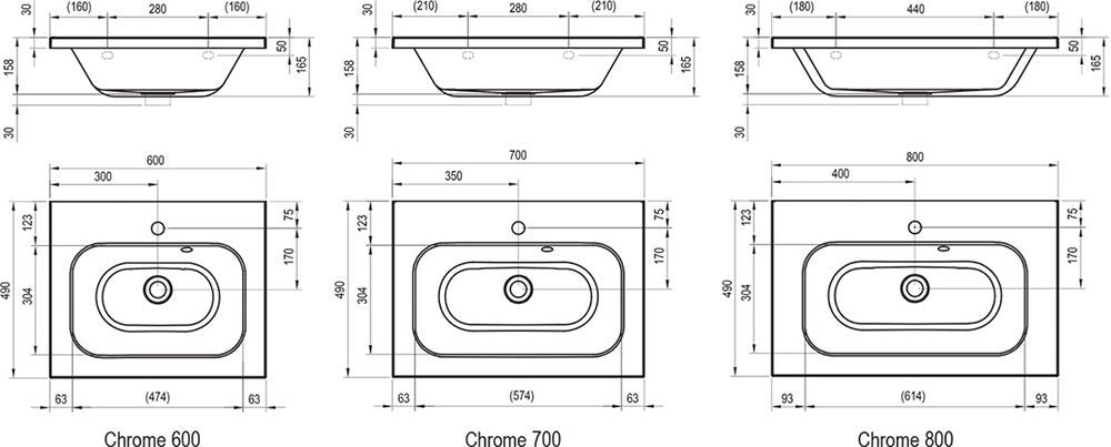 Умивальник RAVAK CHROME XJG01160000