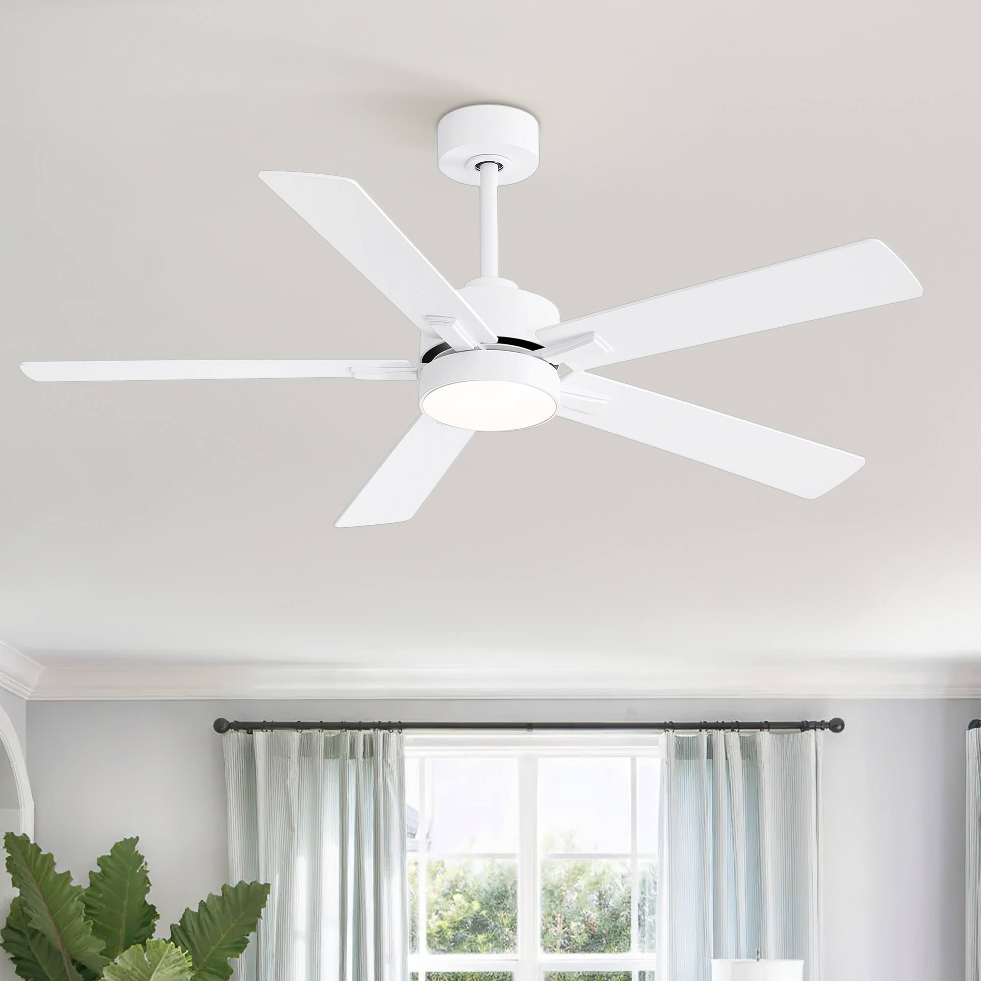 52-IN LED Ceiling Fan with Light Kit and Remote- 5 Blade - White LLJ4_S5QXL78