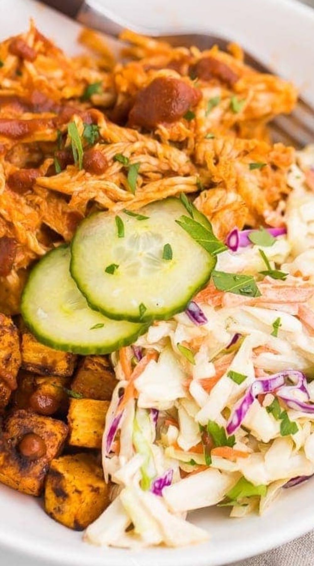 BBQ Pulled Chicken Trio Bowl with Pickles