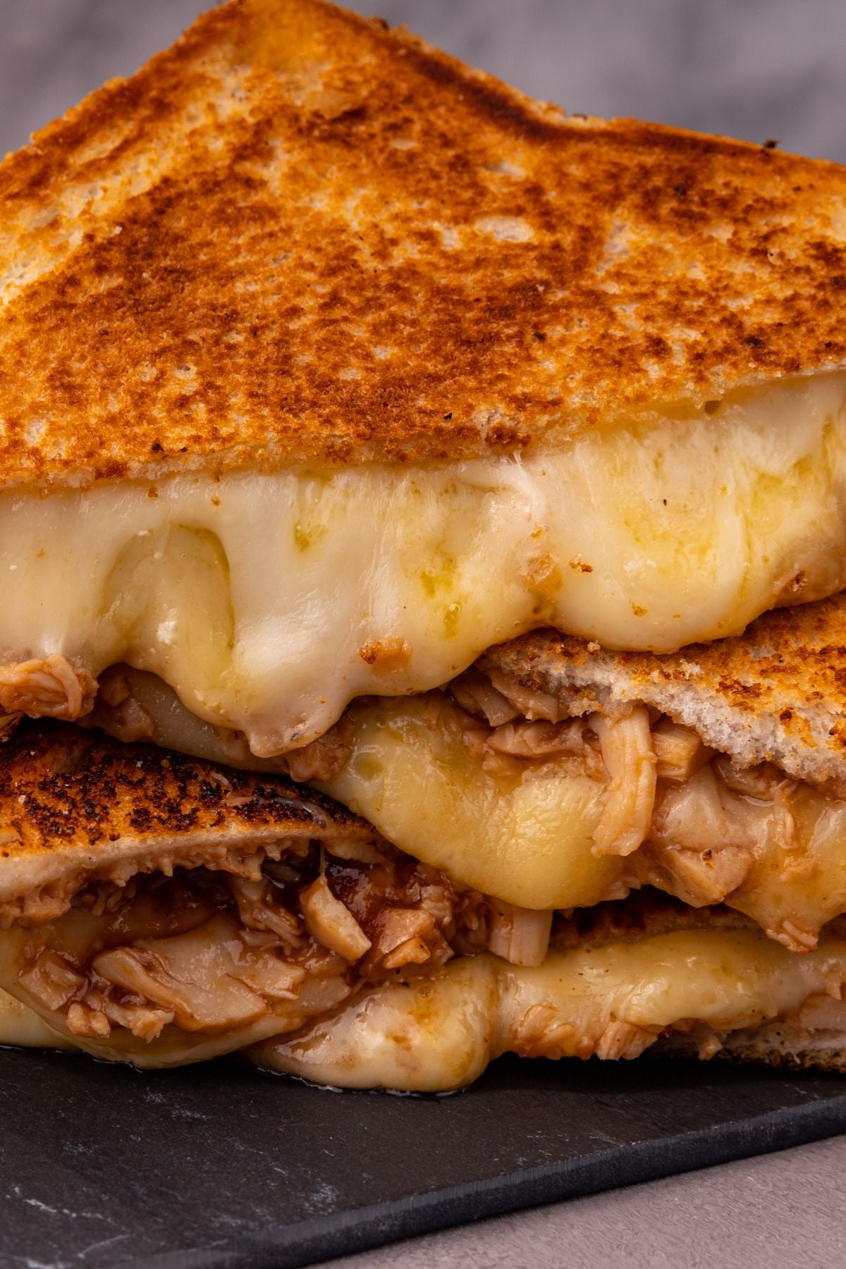bbq pulled chicken grilled cheese portrait