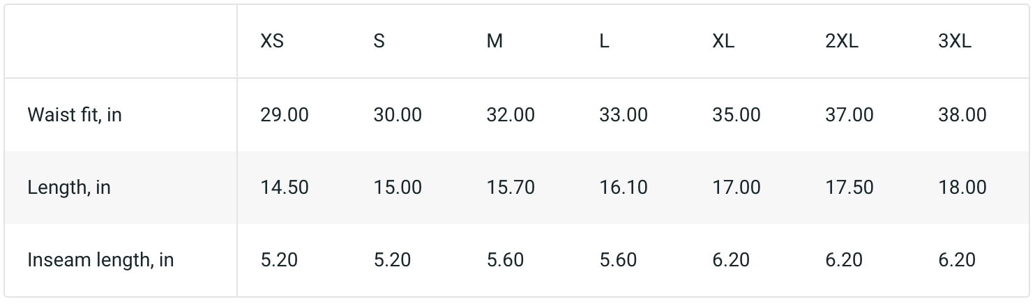 Size Chart 6