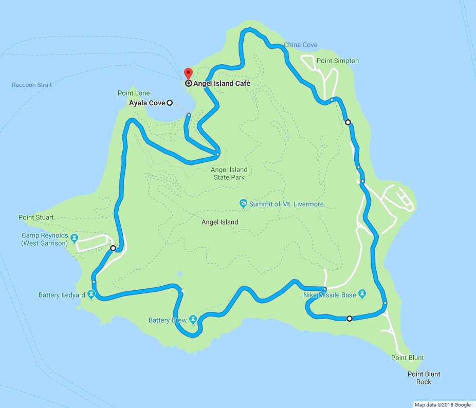 Angel Island Perimeter Road Map | Macfox Electric Bike