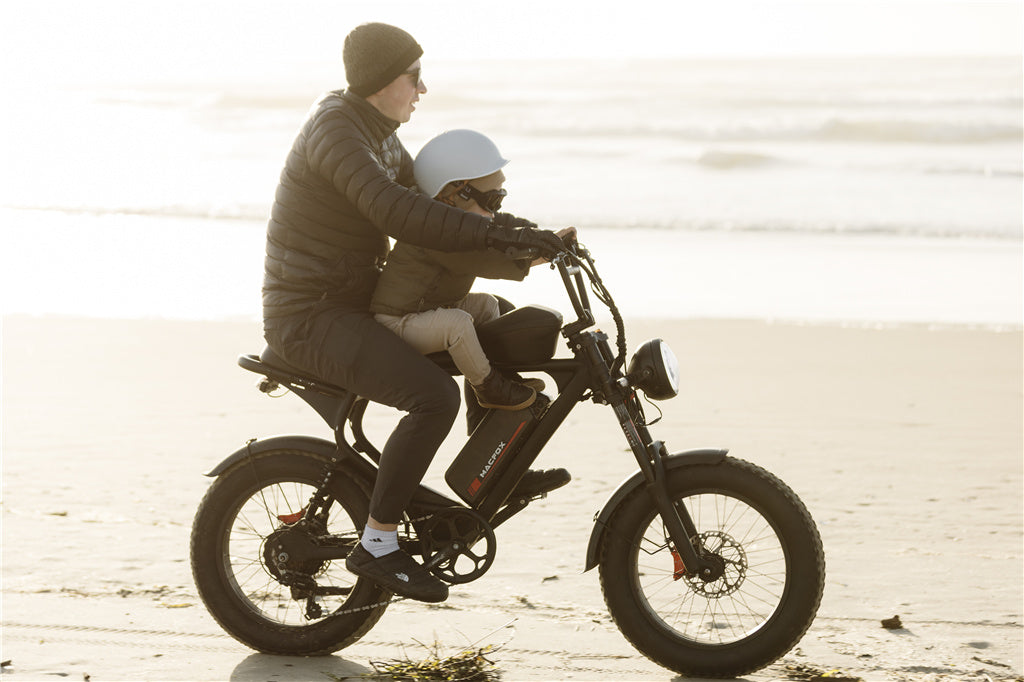 Dad and Son Riding Electric Bicycle | Macfox