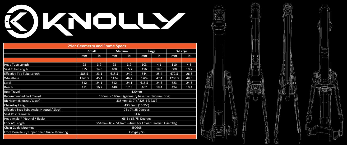 Knolly 29er Geometry and Frame Specs graph