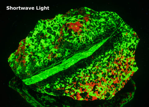 willemite under shortwave UV light