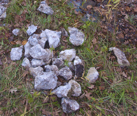 a pile of rocks from a busted boulder