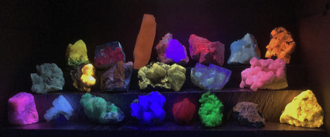 A mineral display containing only minerals reactive under longwave UV light