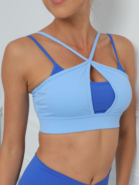 Masheleo Light Support Twist Cutout Sports Bras for Women, Yoga Workout  Blue at  Women's Clothing store