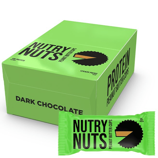 Låda Nutry Nuts Protein Peanut Butter Cups 12x42 g - Dark Chocolate