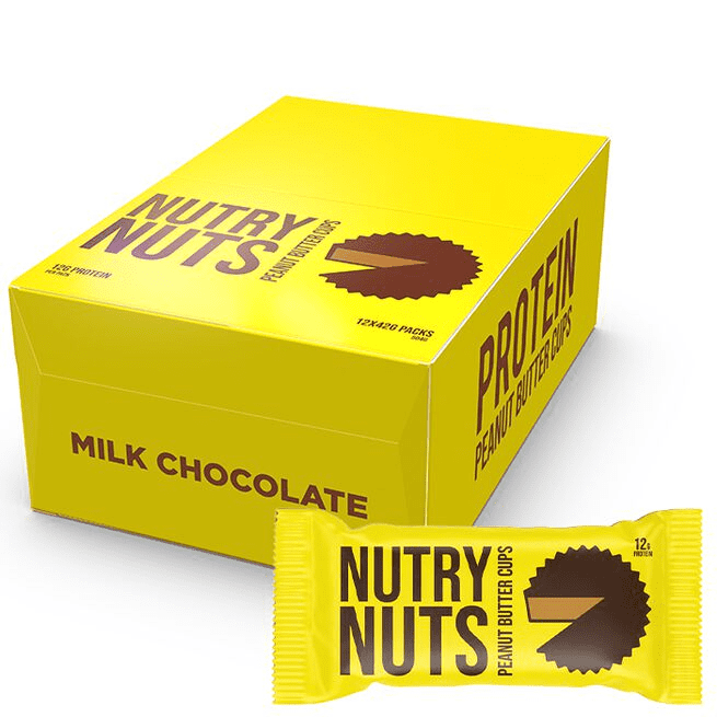 Låda Nutry Nuts Protein Peanut Butter Cups 12x42 g - Milk Chocolate