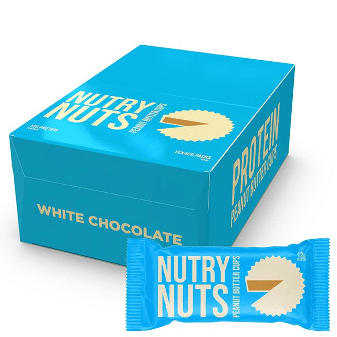 Låda Nutry Nuts Protein Peanut Butter Cups 12x42 g - White Chocolate