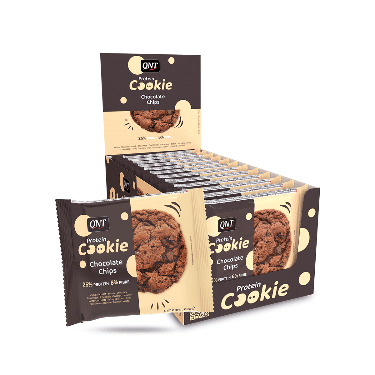 QNT Protein Cookie, 12x60g - Chocolate Chips