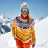 Handmade Yellow Icelandic Lopapeysa Fair Isle Sweater Unisex of Baby Alpaca / Merino, Scandinavian Wool Pullover, Traditional Nordic Ski Jumper