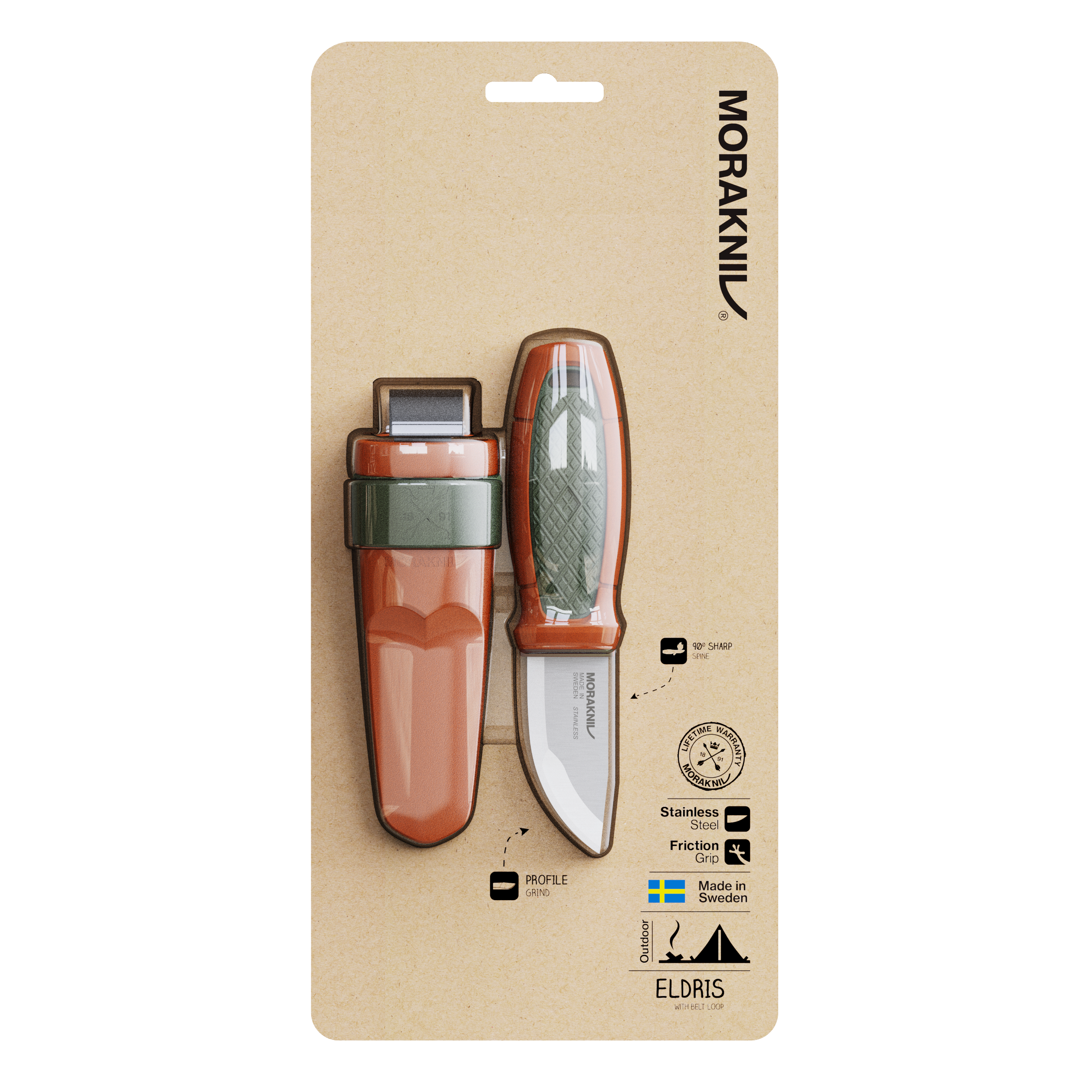 Morakniv Eldris Pocket Fixed Blade Knife Burnt Orange for sale