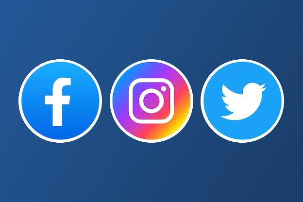 Logos for Facebook, Instagram, and Twitter