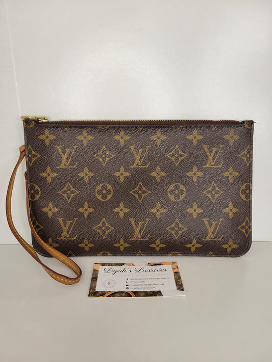 Louis Vuitton Monogram Canvas Neverfull Pochette Zippered Clutch